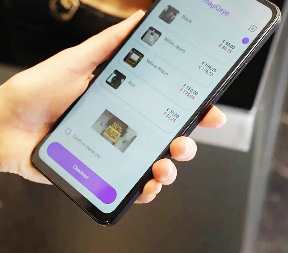 MagiQeye app showing live basket and personalized discounts