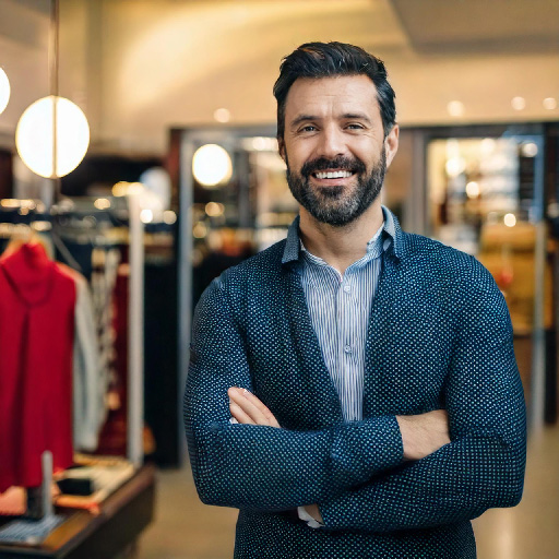 Store owner reviewing analytics
